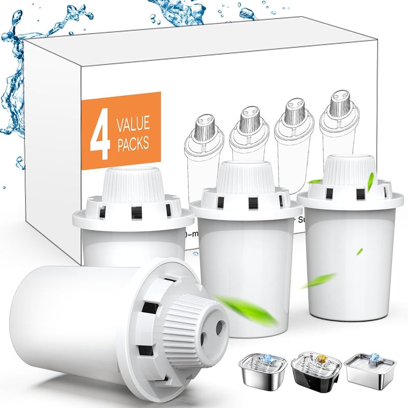 petnf Dog Water Fountain Filters Replacement 4 Packs, 2 Months Set of Replacement Filters for Large Pet Cat Water Fountain Dog Water Bowl Dispenser, Compatible with D2341/D2223/D2322/D2340 Models - Image 1